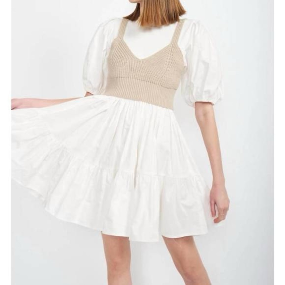 En Saison Raya Mixed Media Mini Dress